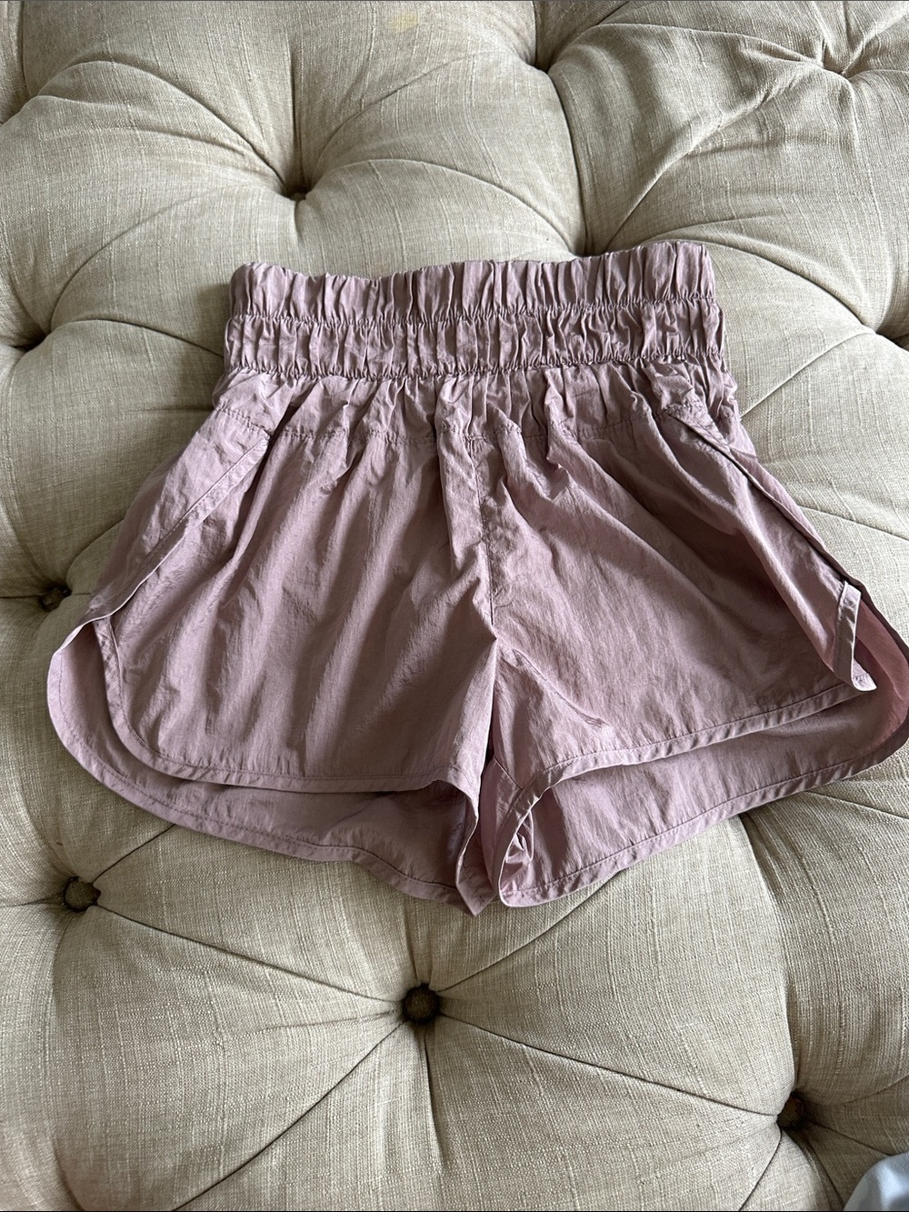 FP Movement by Free People Smocked Waist Athletic Shorts in Lilac